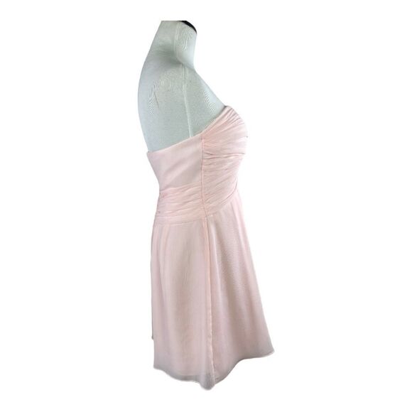 David’s Bridal Pink Chiffon Bridesmaids Strapless Dress Sweetheart Neckline Sz 6 - Picture 3 of 9